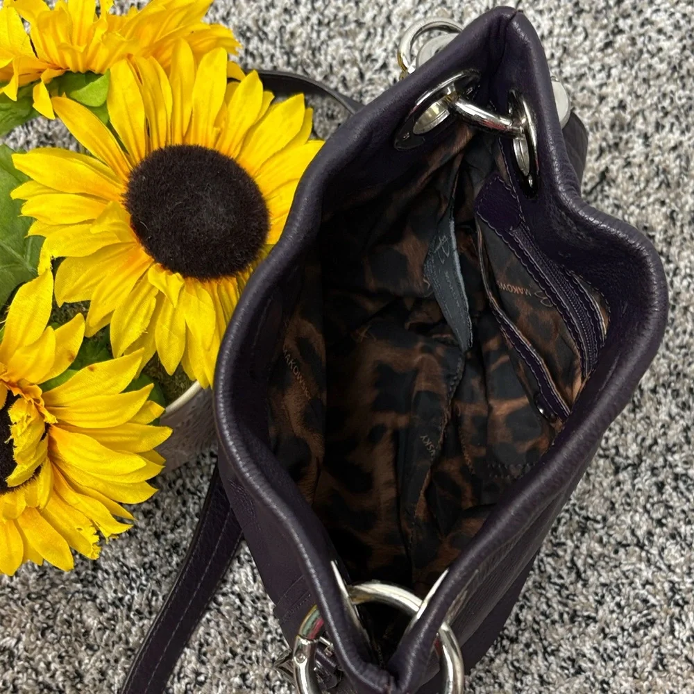 B.Makowsky Purple Leather Crossbody - Picture 5 of 6